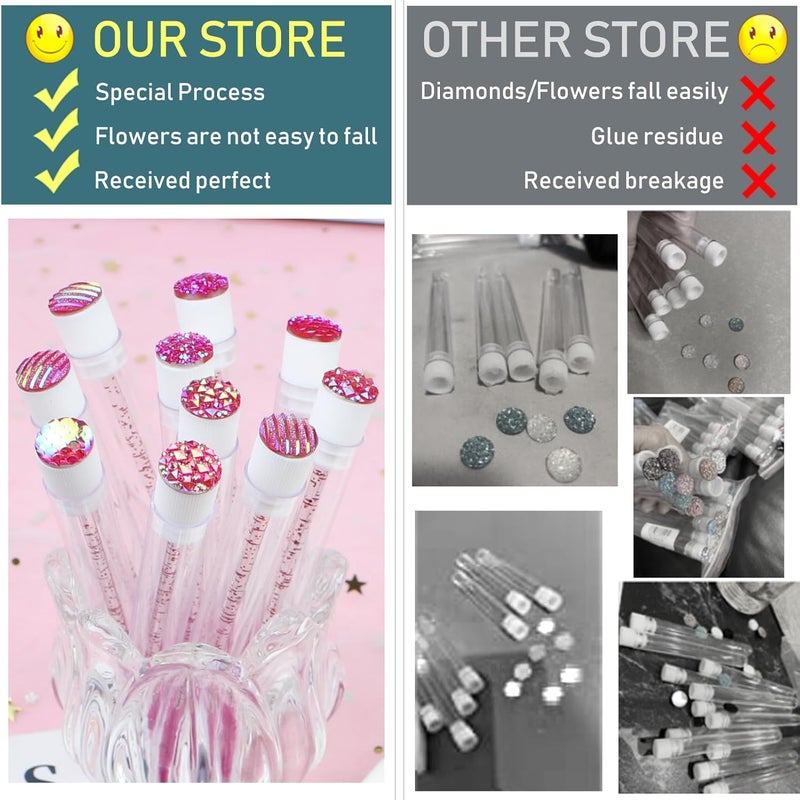 SenRocc 20 Sets Mascara Wand Tube Diamond Eyelash Spoolies Rose Mascara Brushes Lash Brush Makeup Tool Applicator Eyelash Brush Tubes Makeup Brush (4C-Rose) - Image 4